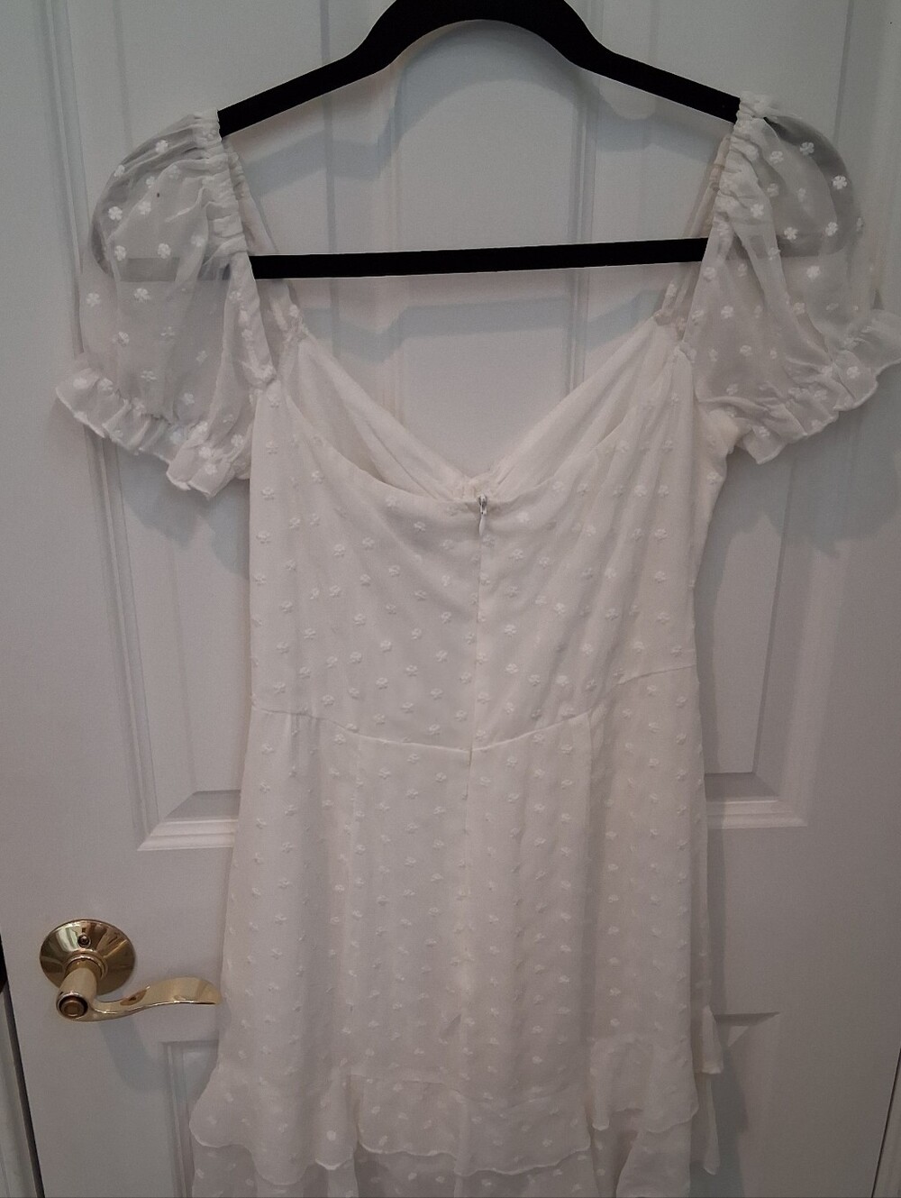 Princess Polly White Swiss Dot Ruffle Babydoll Mini Dress - Picture 3 of 8